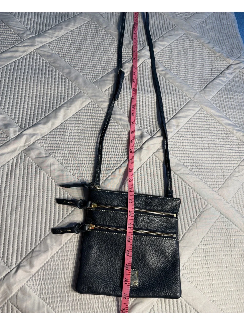 Dooney & Bourke Small Black Crossbody Bag - Classic Leather w/3 Zip Pockets